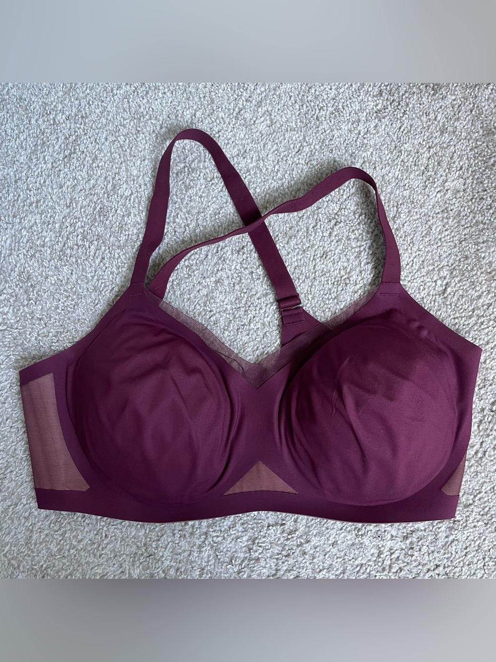 Honeylove CrossOver Bra Size XL 38 D/DD Burgundy Wireless Comfort Lifting